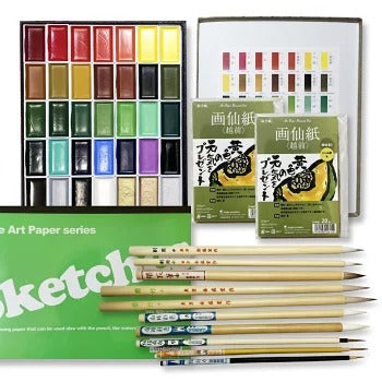 絵手紙セット 初心者用またはプロ日本画家用 定価24000円 上質彩色筆 